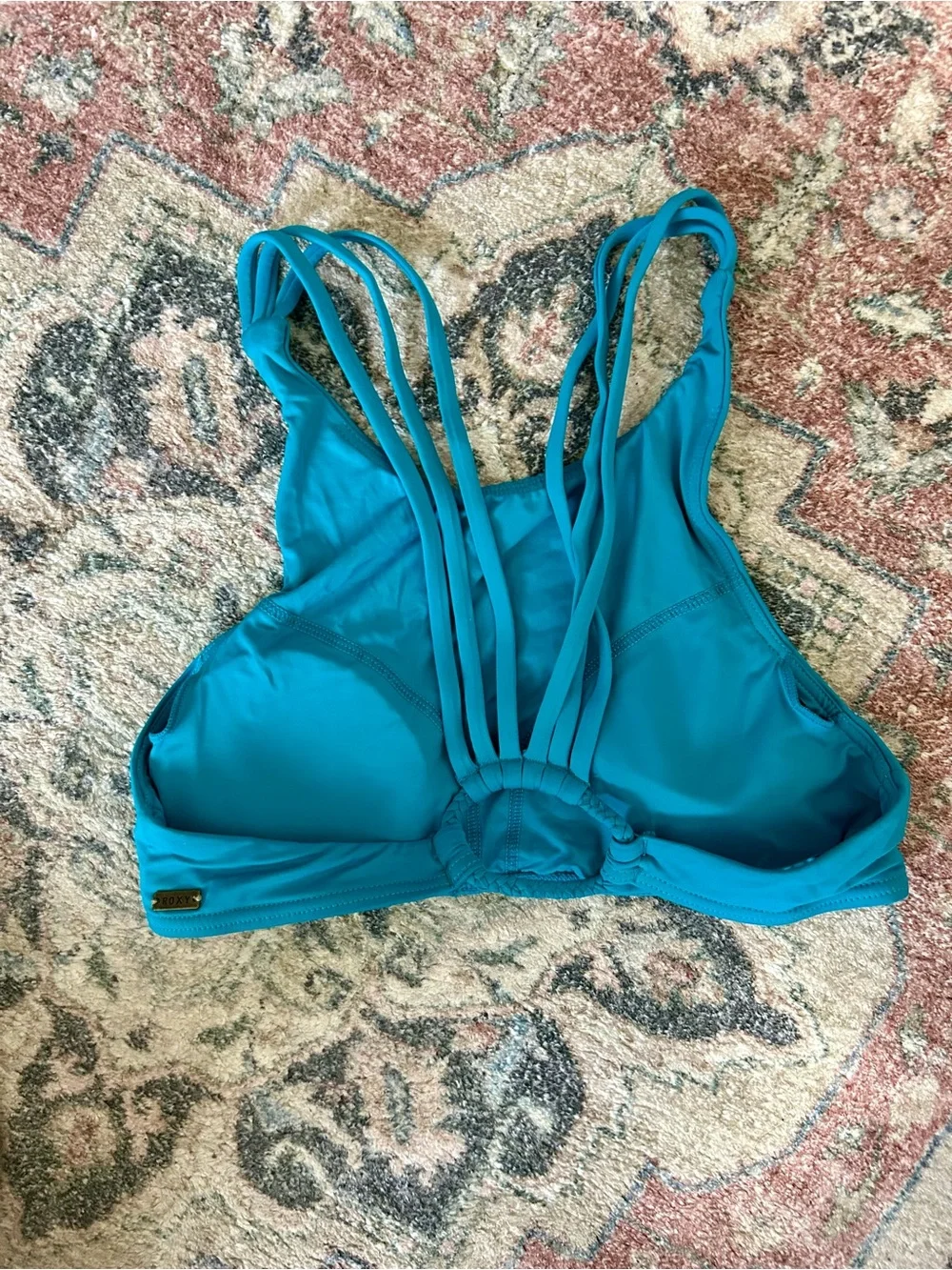 Roxy Women's Strappy High-Neck Bathing Suit Top - Teal